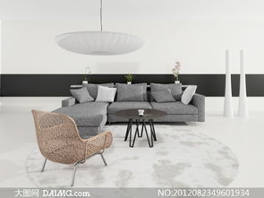 會(huì)客廳里的沙發(fā)藤椅攝影高清圖片